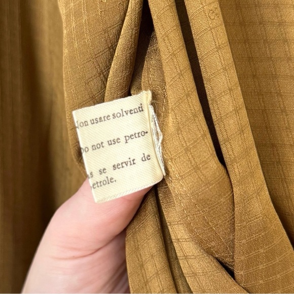 Gucci 1970s Vintage Men’s 52 Silk Robe Long Line Tonal Micro Logo Amber Tan - Picture 5 of 11